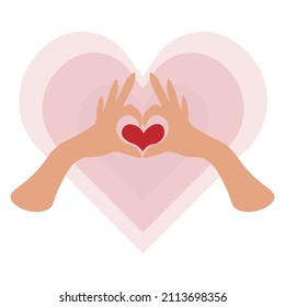 Hands showing the heart. A symbol of love and romantic relationships. Art for Valentine's Day.