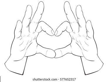 hands showing heart vector drawing