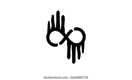 Hands showing the infinity symbol, black isolated silhouette