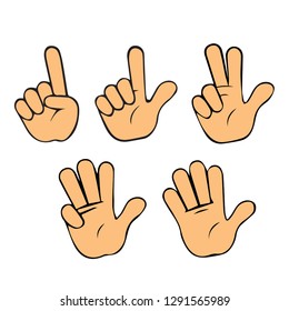 Hands Showing Number Signs 1 5vector Stock Vector (Royalty Free) 1291565989