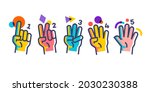hands showing numbers, hand gesture count 1 2 3 4 and 5 vector icon illustration in trendy cartoon filled line style set Illustration, counting hand vector design