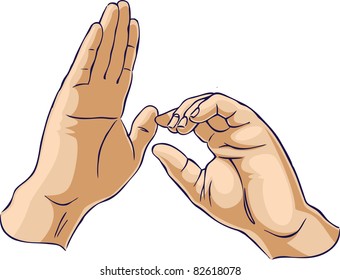 Hands showing one pulling gesture