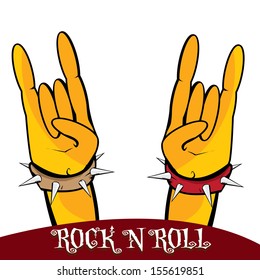 hands up showing rock sign. vector sign of rock n roll music and lifestyle.
