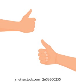 Hands showing thumbs up isolated on white background