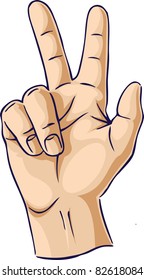 Hands showing two finger gesture