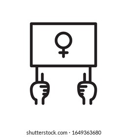 hands with sign with female gender symbol over white background, line style icon, vector illustration