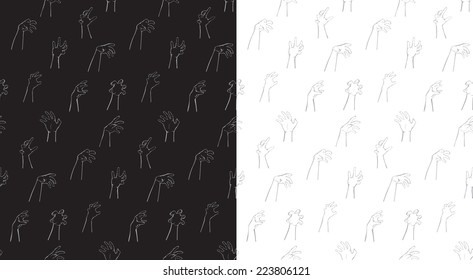 Hands sign halloween seamless patterns,Vector background