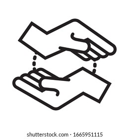 hands signal line style icon vector illustration design