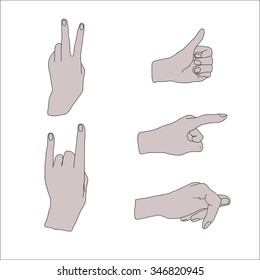 Hands signals on white background - Vector illustration,hands vector,hand signals vector,hand drawn vector,hand signals,hand signal vector,hands isolated vector,hand drawn signals,hand drawn arms