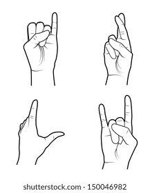 hands signals over white background vector illustration 