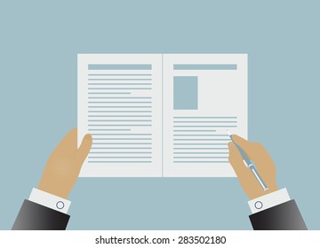Firma manual de contrato comercial. Ilustración vectorial en estilo plano 