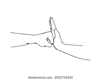 Hands, signs, Actions Single Line Drawing