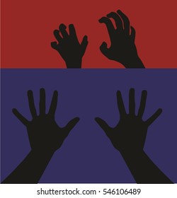 hands silhouette graphic design vector art