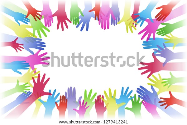 Hands Silhouette Horizontal Banner Background Rainbow Stock Vector ...