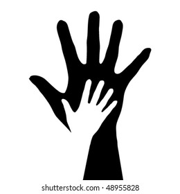 Hands silhouette. Illustration on white background.