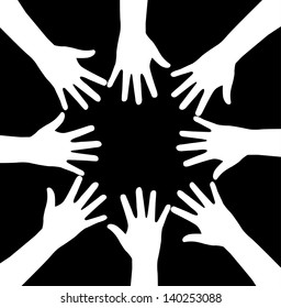hands silhouette over black background vector illustration