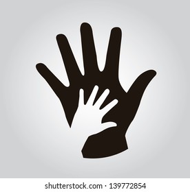 hands silhouette over gray background vector illustration