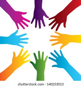 Colorful Hands Over White Background Vector Stock Vector (Royalty Free ...