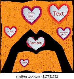 hands silhouettes with hearts