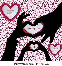 hands silhouettes with hearts