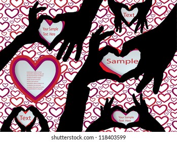hands silhouettes with hearts