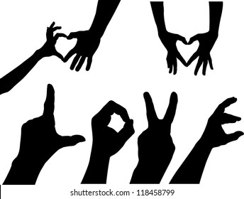hands silhouettes with hearts