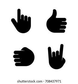 Hands. Simple Related Vector Icons Set for Video, Mobile Apps, Web Sites, Print Projects and Your Design. Black Flat Illustration on White Background.