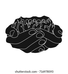 Hands, single icon in black style.Hands, vector symbol stock illustration web.