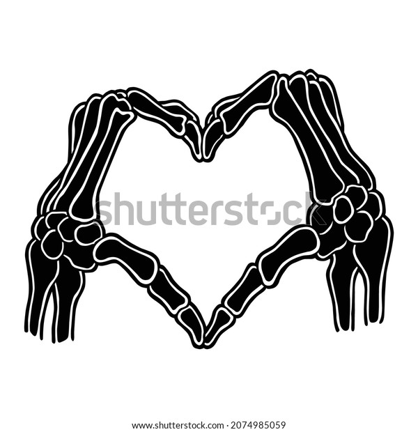 Hands Skeleton Form Heartlinear Black Image Stock Vector (Royalty Free ...