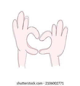 Hands sketch making heart sign up over, Valentine's day, vector illustration.