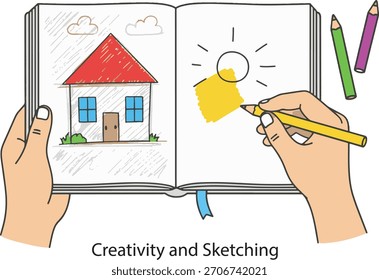 Bocetos de manos en un libro Creatividad y proceso de dibujo