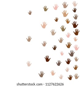 Hands with skin color diversity vector graphic design. Solidarity concept icons, social, national, racial issues symbols. Helping hand prints, human palms - working together, collaboration concept.