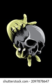 Hands with skull vector illustration