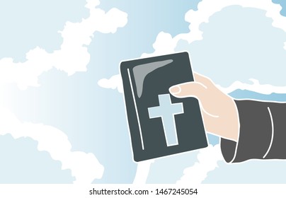 Hands with sky and Bible