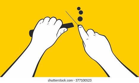 Hands slicing food