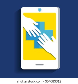 Hands and smartphone