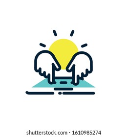 Hands and smartphone design, Digital technology communication social media internet web and cellular theme Vector illustration