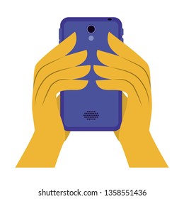 hands with smartphone icon