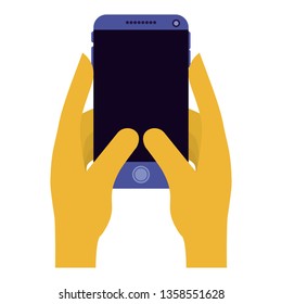 hands with smartphone icon