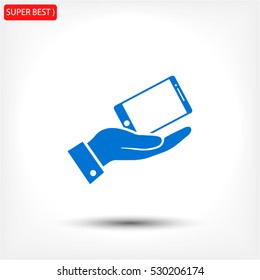 in the hands of the smartphone icon, vector . 10 EPS