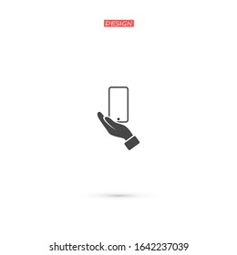 in the hands of the smartphone icon, vector illustration. Flat design style