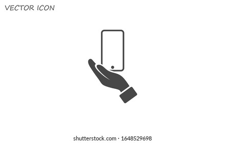 in the hands of the smartphone icon, vector illustration. Flat design style