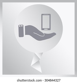 in the hands of the smartphone icon, vector illustration