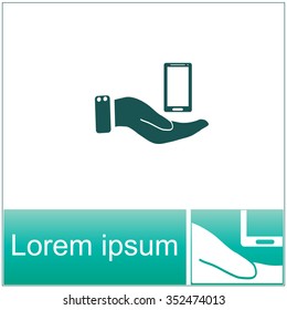 In the hands of the smartphone icon, vector illustration