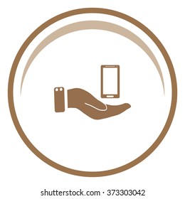 In the hands of the smartphone icon, vector illustration