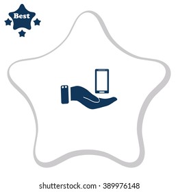 In the hands of the smartphone icon, vector illustration