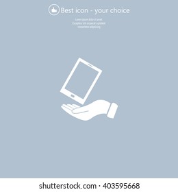 in the hands of the smartphone icon, vector illustration. 
