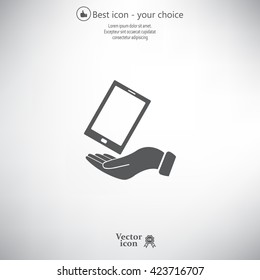 in the hands of the smartphone icon, vector illustration. 