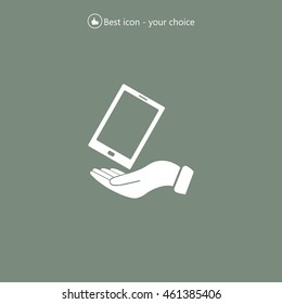 in the hands of the smartphone icon, vector illustration. 