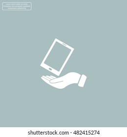 in the hands of the smartphone icon, vector illustration. 